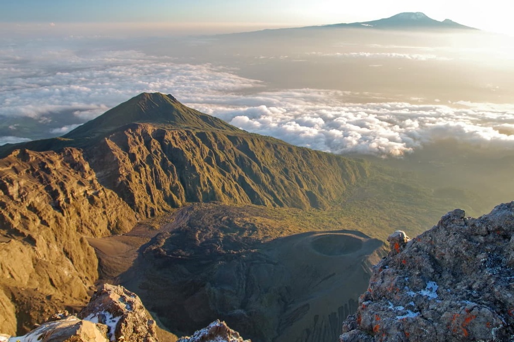 Mount Meru rising over Arusha National Park