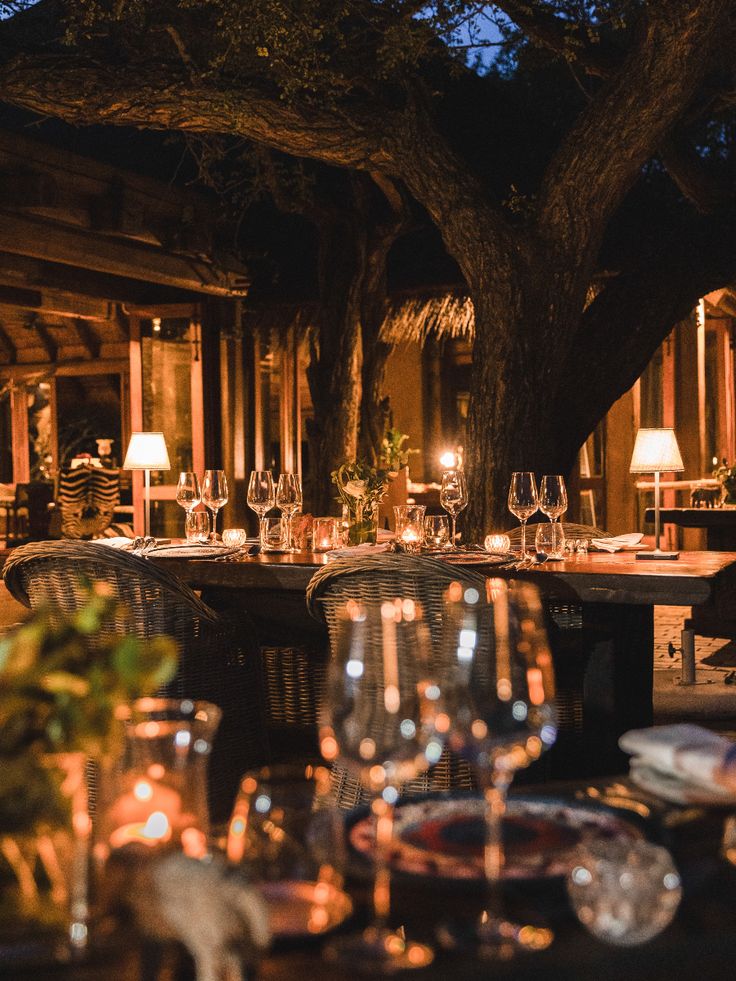 Bush dinner set under the stars by candlelight