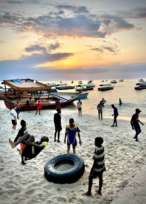 Dhow sailing Indian Ocean sunset